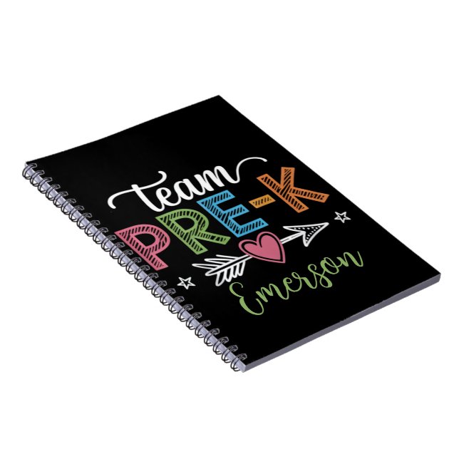 Personalized Name Team Pre-K PreSchool Teacher  Notebook (Right Side)