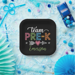 Personalized Name Team Pre-K PreSchool Teacher  Paper Plate