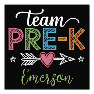 Personalized Name Team Pre-K PreSchool Teacher  Photo Print
