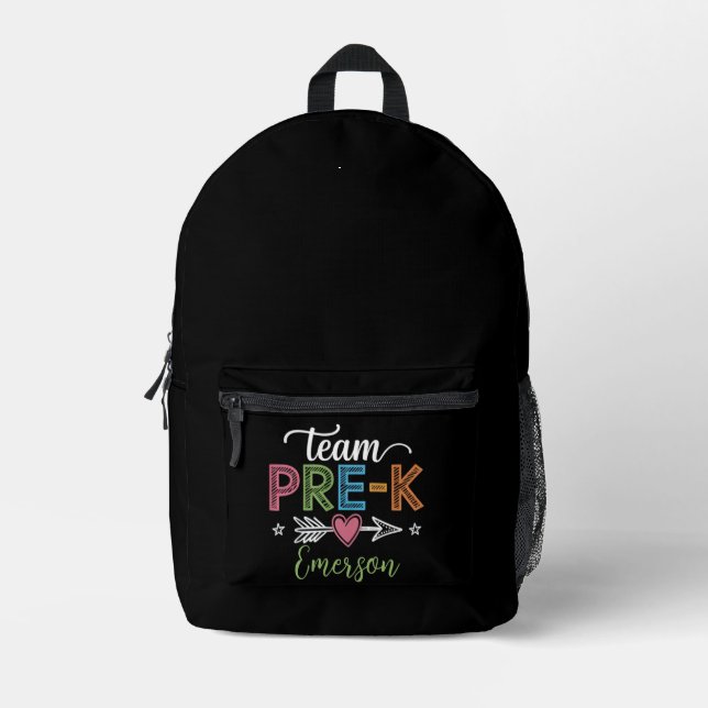 Personalized Name Team Pre-K PreSchool Teacher  Printed Backpack (Front)