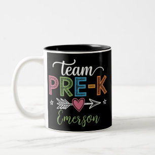 Personalized Name Team Pre-K PreSchool Teacher  Two-Tone Coffee Mug