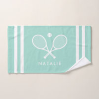 Personalized Name Tennis Aqua Blue Stripes