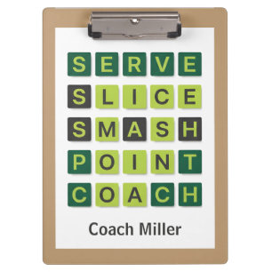 Personalized Name Tennis Coach Wordle Style Clipboard