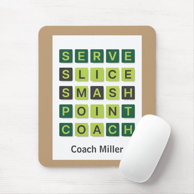 Personalized Name Tennis Coach Wordle Style Mouse Pad (With Mouse)