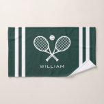 Personalized Name Tennis Dark Green Stripes  Hand Towel<br><div class="desc">Here at AdeliaGifts we love this Personalized Name Tennis Dark Green Striped Hand Towel and we think you will love it too. 
The perfect gift or just treat yourself! 
We have a HUGE selection of products with most designs available for Men,  Women and Kids. Check them out!</div>