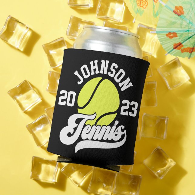 Personalized NAME Tennis Player Racket Ball Court Can Cooler (In Situ Summer)