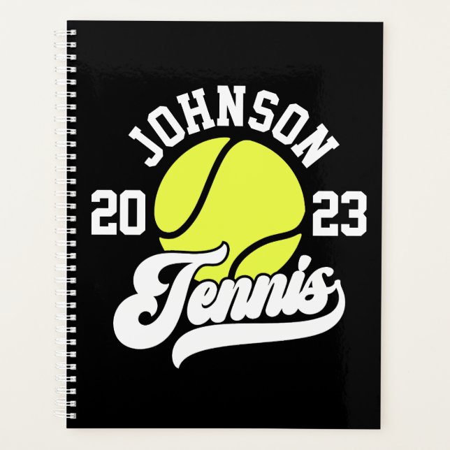 Personalized NAME Tennis Player Racket Ball Court Planner (Front)