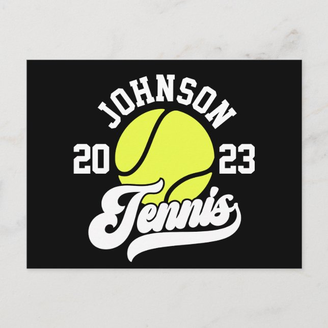 Personalized NAME Tennis Player Racket Ball Court Postcard (Front)