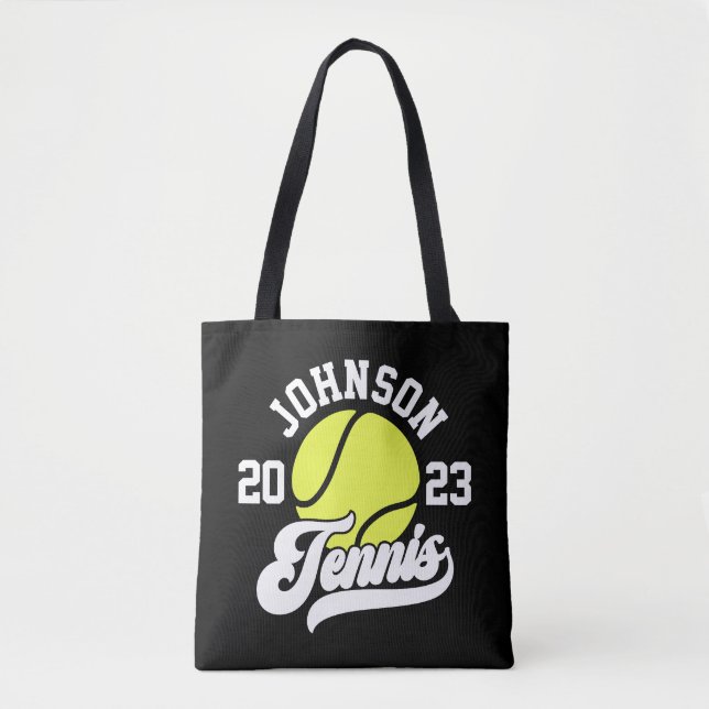 Personalized NAME Tennis Player Racket Ball Court Tote Bag (Front)
