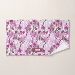 Personalized Name Tennis Towel Pink Arty Pattern