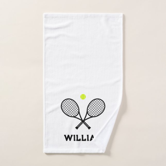 Personalized Name Tennis White Hand Towel (Hand Towel)