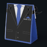 Personalized Name Text Black Suit Tie Gift Box<br><div class="desc">Personalized Elegant Black Suit with Blue Neck Tie MIGNED Design Your Gift Boxes - Add Your Name / Text with Customization tool ! Choose font / size / colour ! Good Luck - Be Happy :)</div>