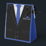 Personalized Name Text Black Suit Tie Gift Box<br><div class="desc">Personalized Elegant Black Suit with Blue Necktie MIGNED Design Your Gift Boxes - Add Your Name / Text with Customization tool ! Choose font / size / colour ! Good Luck - Be Happy :)</div>