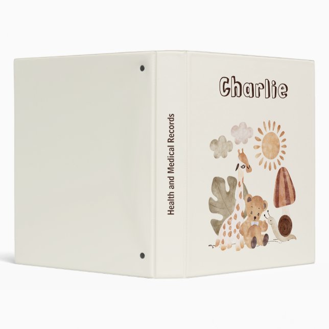 Personalized Name Text Boho Woodland Jungle Animal Binder (Background)