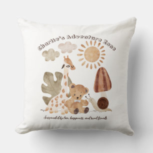 Personalized Name Text Boho Woodland Jungle Animal Throw Pillow