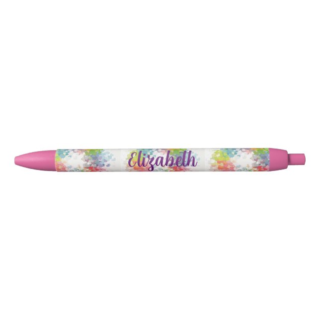 Personalized Name Text Cute Romantic Colourful Blue Ink Pen (Front)