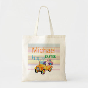 Personalized Name Text Easter Bunny Car Tote Bag
