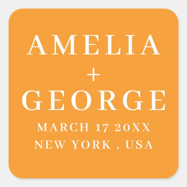 PERSONALIZED NAME & TEXT LOGO STYLISH MODERN SQUARE STICKER (Front)
