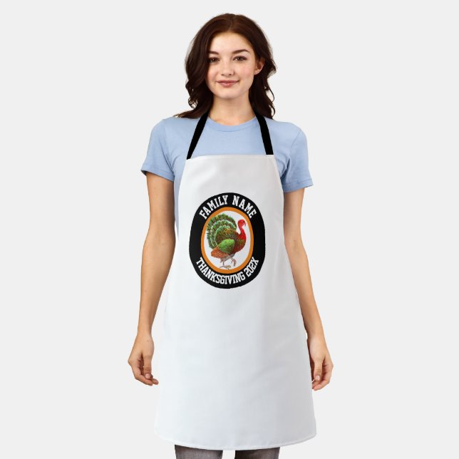 Personalized Name Thanksgiving Turkey Apron (Worn)