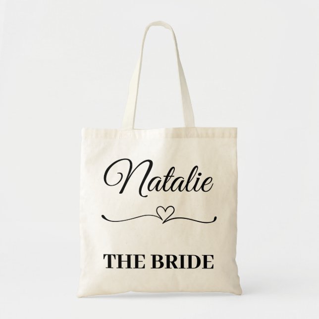 Personalized Name The Bride Wedding Team Tote Bag (Front)