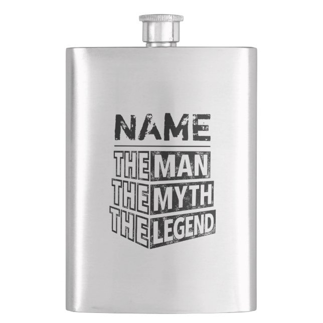 Personalized Name The Man The Myth The Legend Hip Flask (Front)