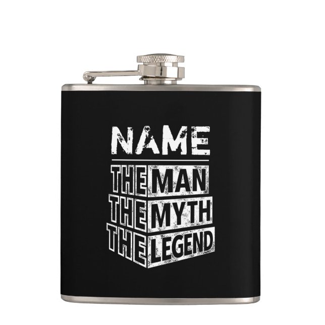 Personalized Name The Man The Myth The Legend Hip Flask (Front)