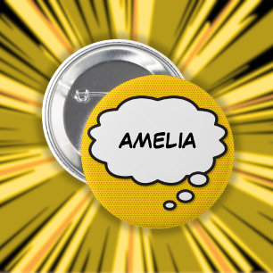 Personalized Name Think Bubble Fun Comic Book 2 Inch Round Button