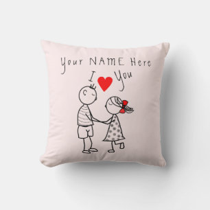 Personalized name Throw Pillow with Couple Love
