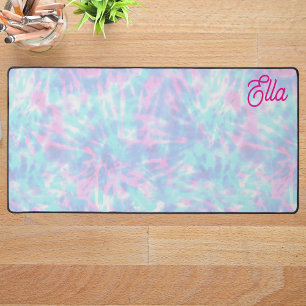 Personalized name tie & die girls desk mat