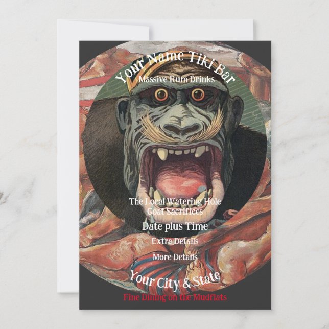 Personalized Name Tiki Bar Your City & State T-Shi Invitation (Front)