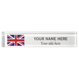 Personalized name title British Union Jack flag Nameplate