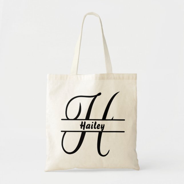 personalized name tote bag, custom letter H gift  (Front)