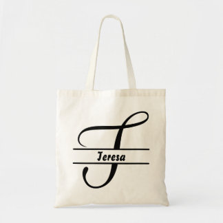 personalized name tote bag, custom letter T gift