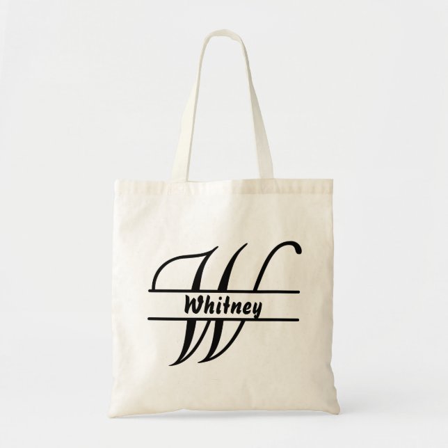 personalized name tote bag, custom letter W gift  (Front)