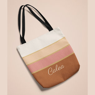 Personalized Name Tote Elegant Dusty Rose Striped Bag