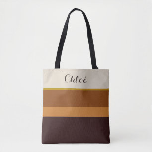 Personalized Name Tote –Elegant Earth Tones & Gold Bag
