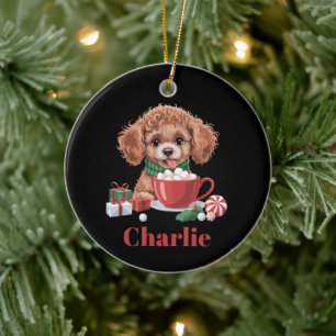 Personalized Name Toy Poodle Dog Lover Christmas  Ceramic Ornament