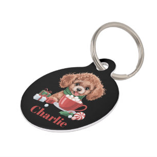 Personalized Name Toy Poodle Dog Lover Christmas  Pet Tag