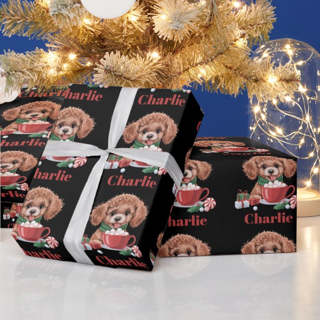 Personalized Name Toy Poodle Dog Lover Christmas  Wrapping Paper (Holidays)