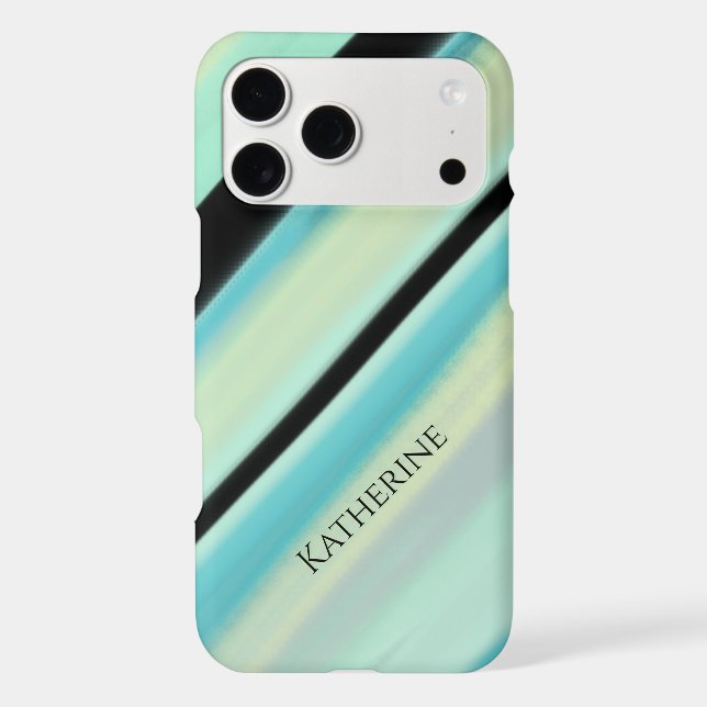 Personalized Name Tranquil Turquoise Stripes  (Back)