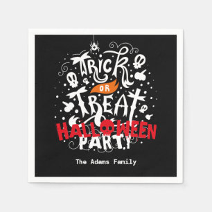 Personalized Name Trick or Treat Halloween Party Napkin