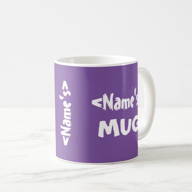 Personalized Name Trio Purple White Coffee Mug (Front Right)