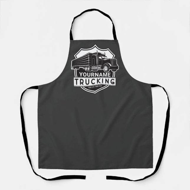Personalized NAME Trucking Big Rig Semi Trucker   Apron (Front)