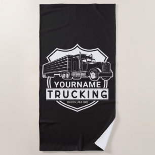 Personalized NAME Trucking Big Rig Semi Trucker  Beach Towel