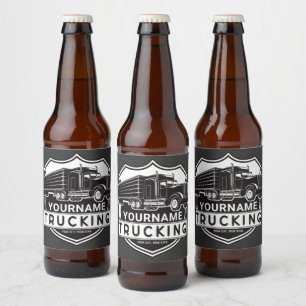 Personalized NAME Trucking Big Rig Semi Trucker Beer Bottle Label