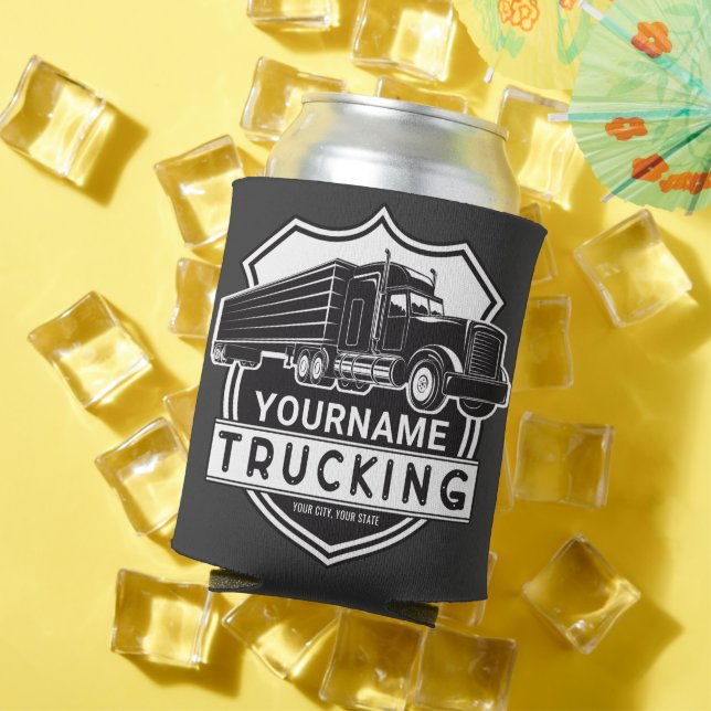 Personalized NAME Trucking Big Rig Semi Trucker   Can Cooler (In Situ Summer)