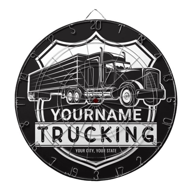 Personalized NAME Trucking Big Rig Semi Trucker   Dartboard (Front)