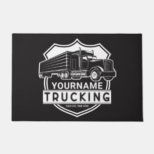 Personalized NAME Trucking Big Rig Semi Trucker Doormat