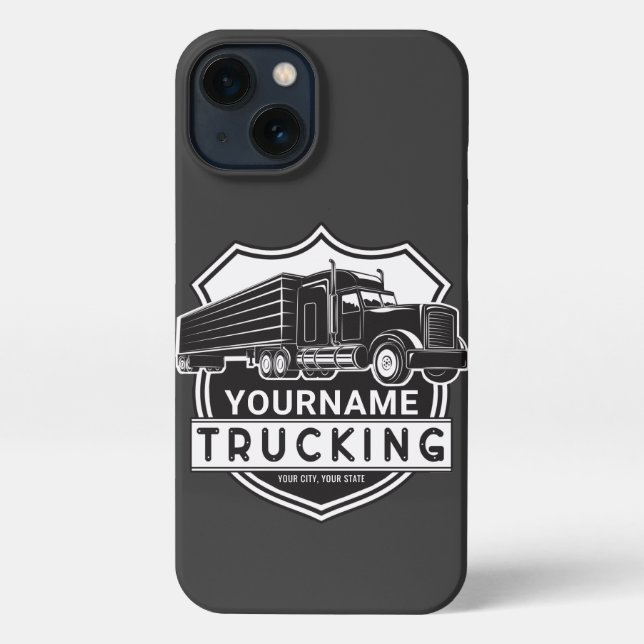 Personalized NAME Trucking Big Rig Semi Trucker  iPhone Case (Back)