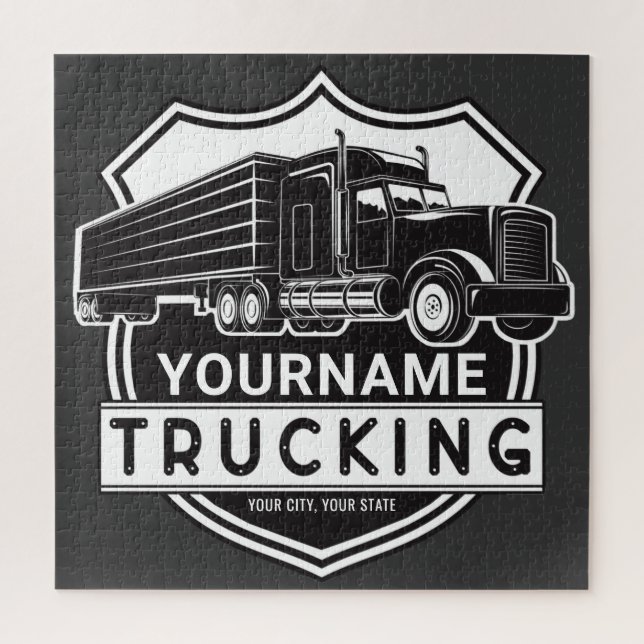 Personalized NAME Trucking Big Rig Semi Trucker  Jigsaw Puzzle (Vertical)